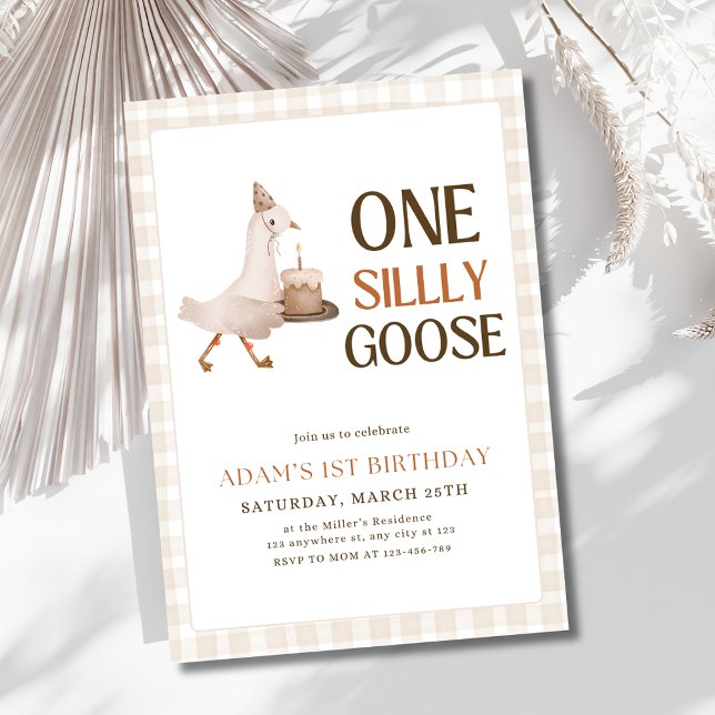 Une invitation d'anniversaire One Silly Goose, Gar (Créateur téléchargé)