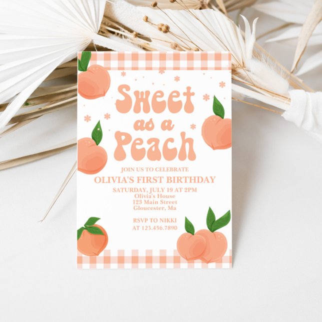 Une invitation d'anniversaire One Sweet Peach (Créateur téléchargé)