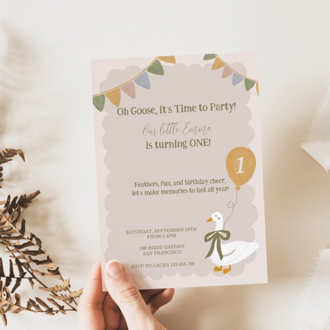 Une invitation d'anniversaire pastel de l'oie farf (Créateur téléchargé)
