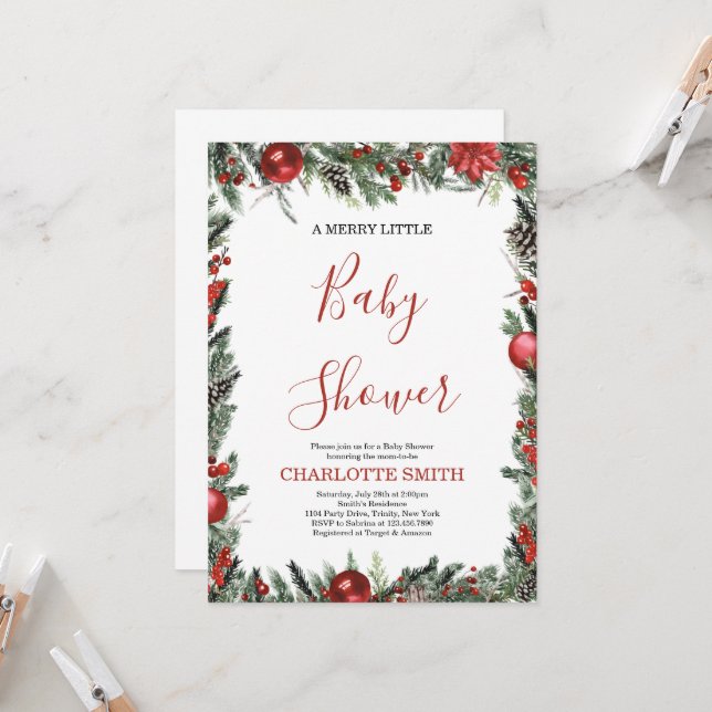 Une invitation de baby shower joyeuse (Devant/Arrière en situation)