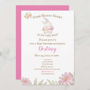 Une Invitation De Baby shower Rose Bunny 