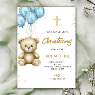 Une invitation de baptême comporte un ours en pelu