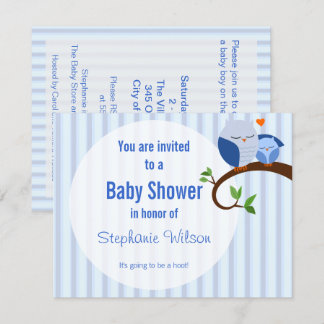 Une Invitation De Chouette Bleue Baby shower