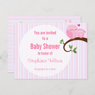 Une Invitation De Chouette Rose Baby shower