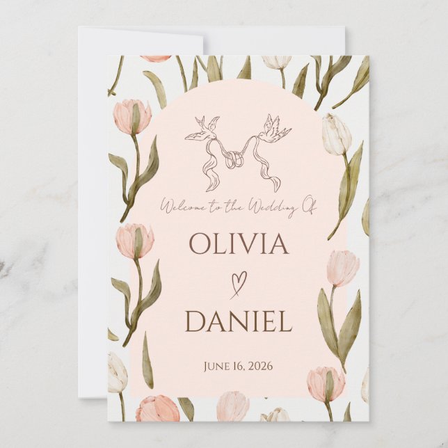 Une invitation de mariage avec une touche rêveuse  (Devant)