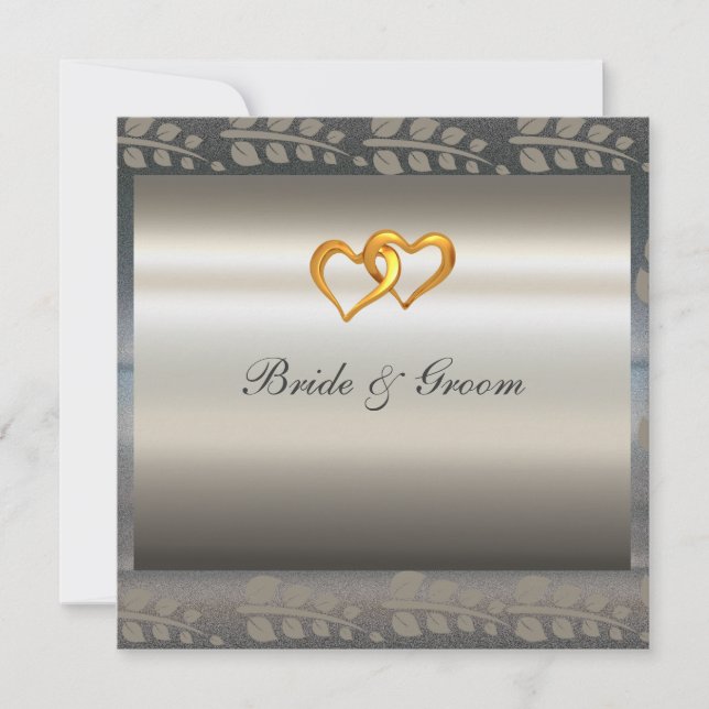 Une invitation de mariage en argent élégante et po (Devant)