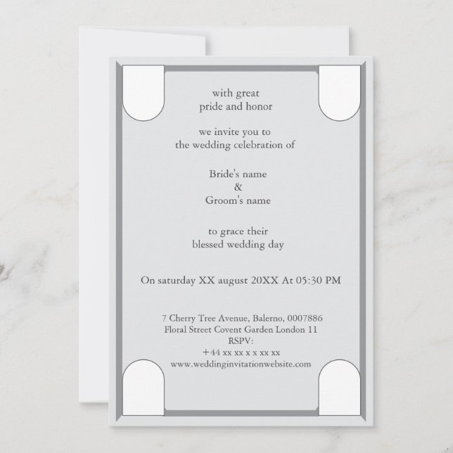 Une invitation de mariage luxueuse et élégante (Devant)