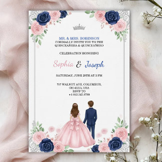 Une invitation de Quinceanera sur le thème floral