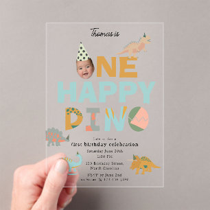 Une invitation Dino Dinosaure heureux pour 1er ann