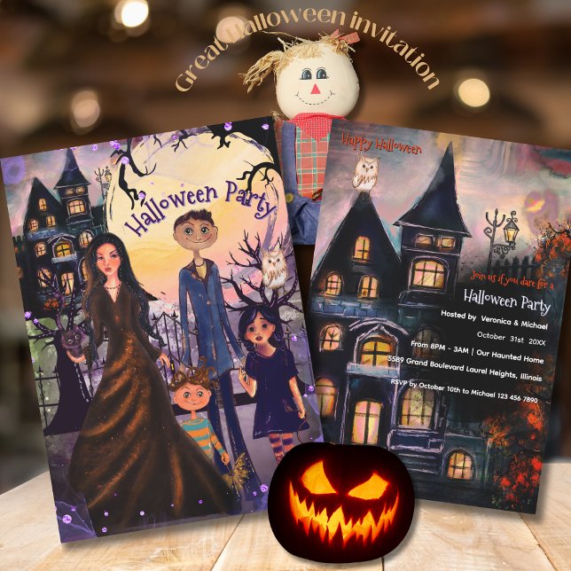 Une Invitation Ghoulièrement Bonne Haunted House P (A Ghoulishly Good Haunted House Party Invitation)