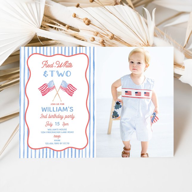 Une invitation photo d'anniversaire 2 ans pour un  (Créateur téléchargé)