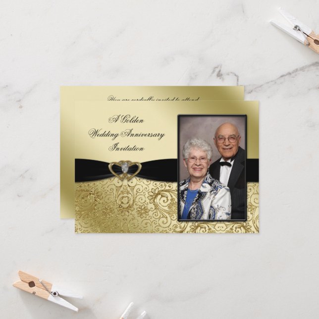 Une invitation photo pour les 50 ans de mariage (Devant/Arrière en situation)