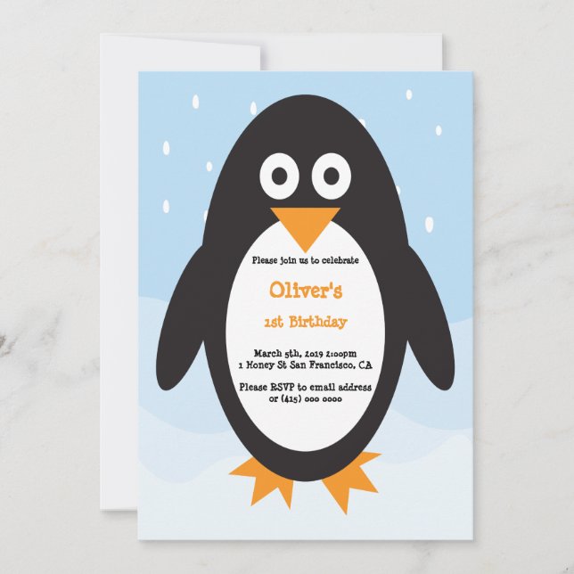 Une invitation pingouin parfaite pour un anniversa (Devant)