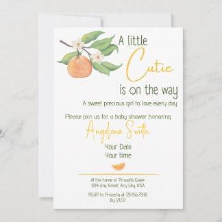 Une invitation pour une baby shower pour une petit