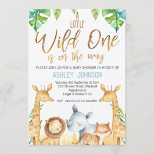 Une invitation sauvage de baby shower d'animaux de