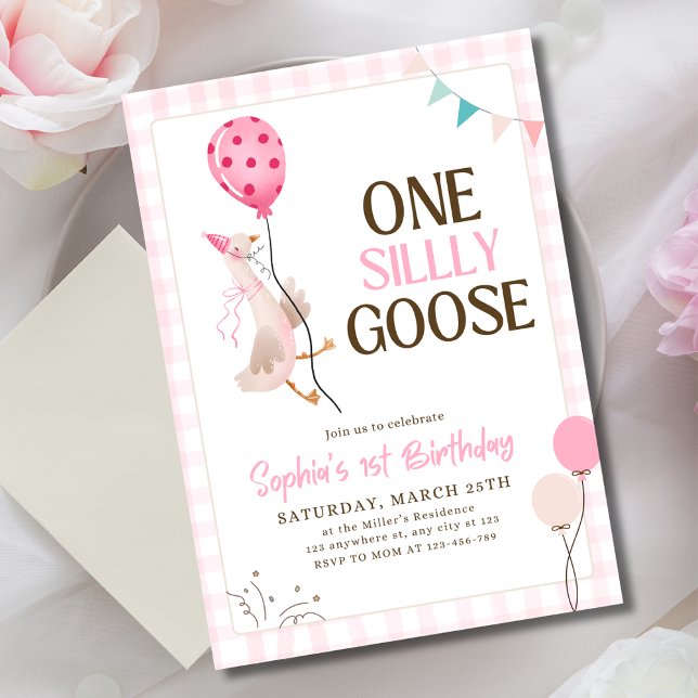 Une invitation "Une Oie Idiote", fille pour son 1e (Créateur téléchargé)