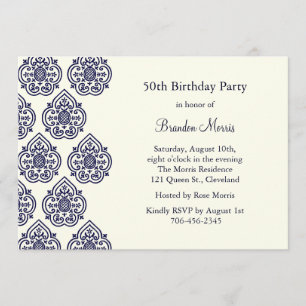 Une invitation vintage d'anniversaire de damassé