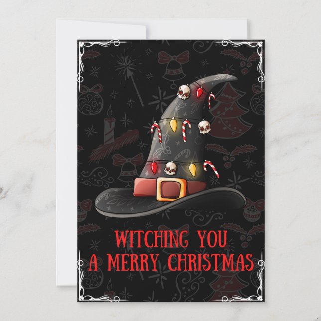 Une Jolie Carte Casquette De Sorcière De Noël (Devant)