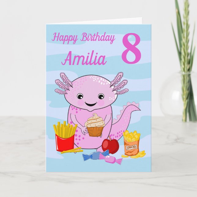 Une jolie carte d'anniversaire Axolotl (Devant)