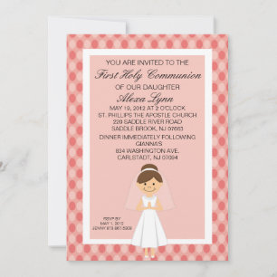 Une jolie Invitation de la première communion rose