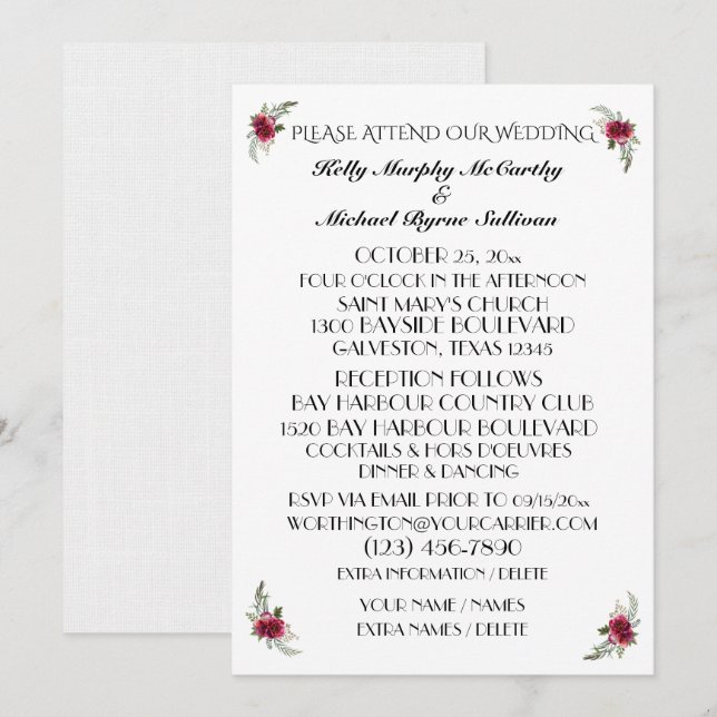 Une Jolie Journée Pour Un Mariage - Invitation (Devant / Derrière)