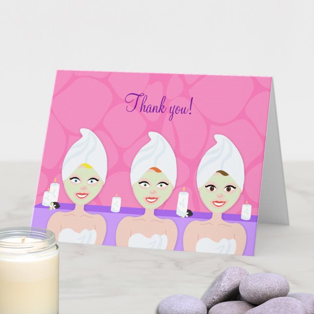Une journée au spa Filles en soirée Merci (Spa Day Girls Day Out Folded Thank You Cards)