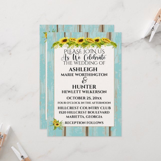 Une journée charmante pour un mariage - Invitation (Devant/Arrière en situation)