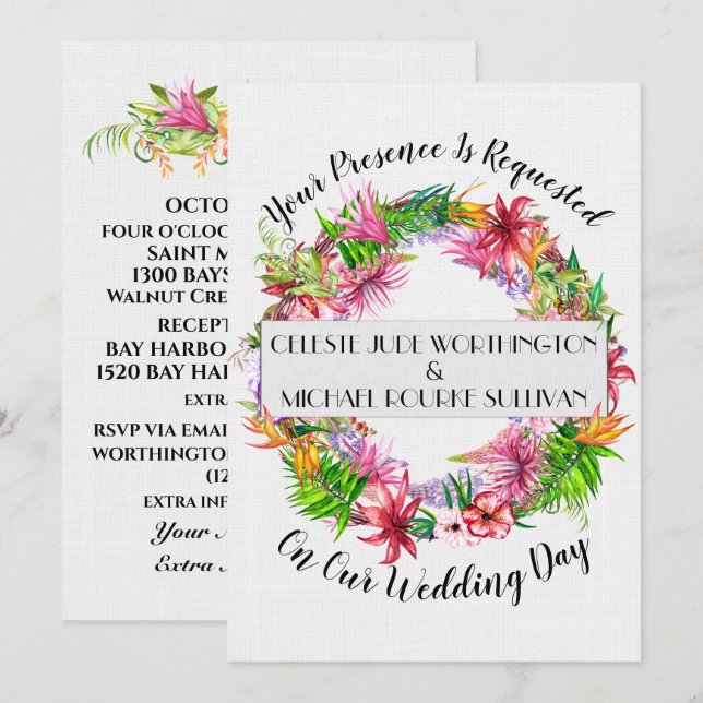 Une journée charmante pour un mariage - Invitation (Devant / Derrière)
