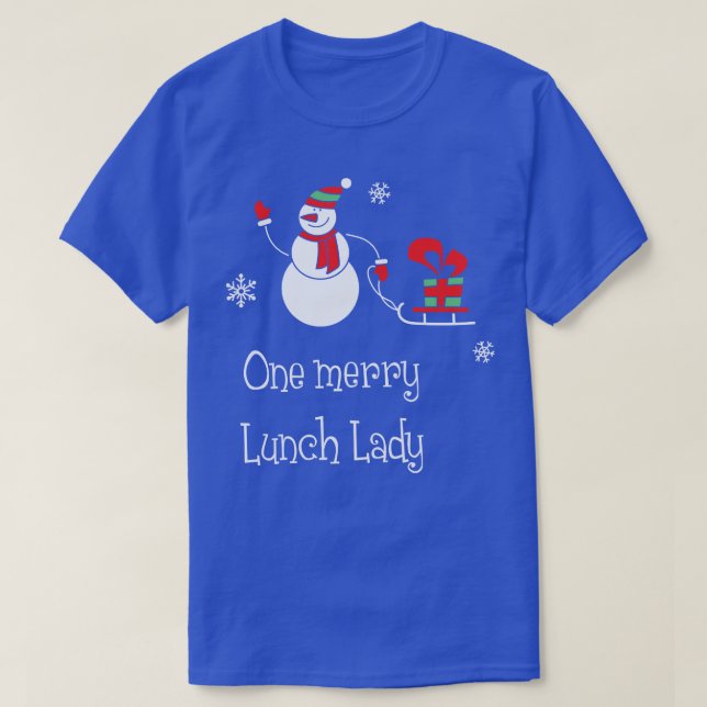 Une joyeuse dame de cantine Funny Père Noël Tshirt (Design devant)