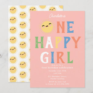 Une joyeuse fille Invitation d'anniversaire 1er An