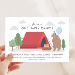 Une joyeuse invitation à l'anniversaire du camping