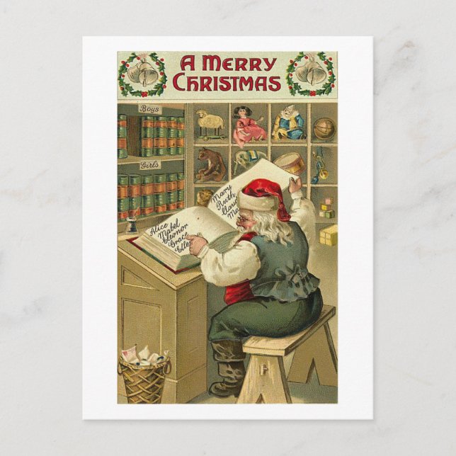 Une joyeuse Père Noël de Noël dans la carte d'atel (Devant)
