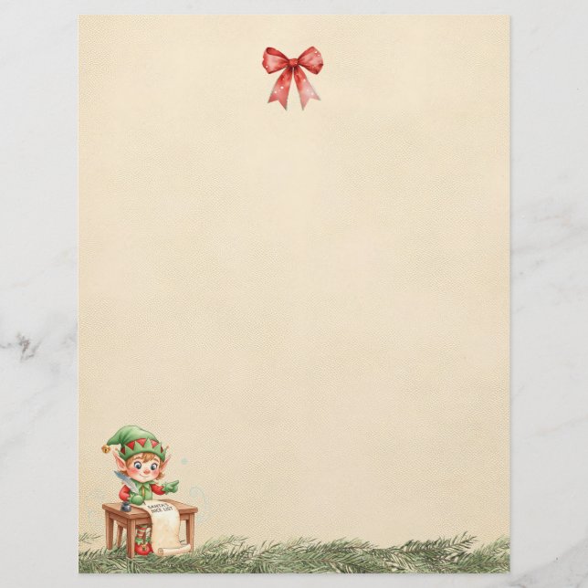 Une lettre de l'elfe de Noël (feuille simple) (Devant)