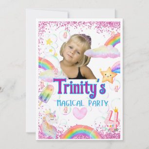 Une licorne magique Invitation de 4e anniversaire