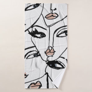 Une ligne minimaliste de visages féminins