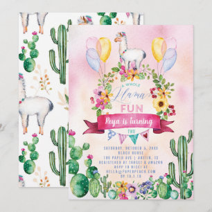 Une Llama Amusante Invitation de fête d'anniversai