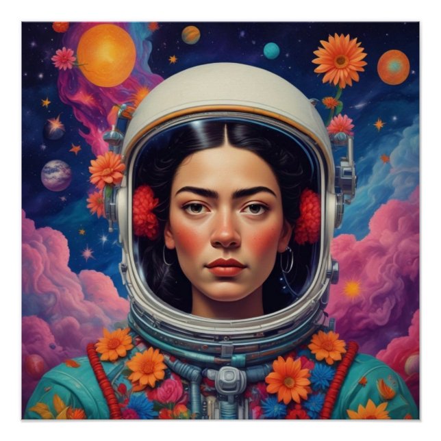 Une Mexicaine dans l'espace Frida Style Poster bri (Devant)