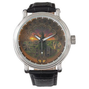 Une montre avec le symbole paon à l'intérieur