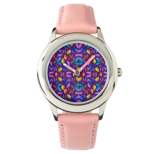 Une montre élégante avec un violet vibrant et flor (devant)