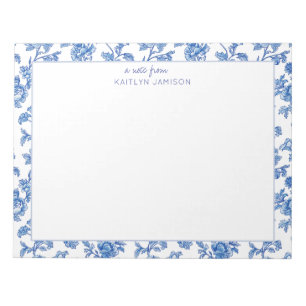 Une note de Bloc-notes floral bleu chinoiserie