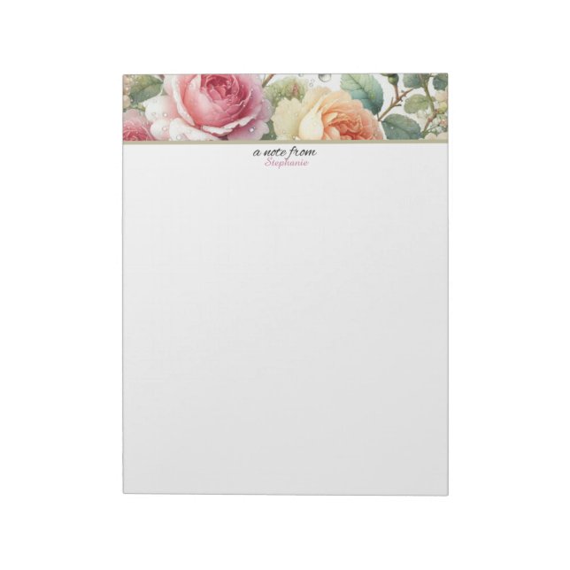 Une note du bloc-notes de roses florales personnal (Tourné)