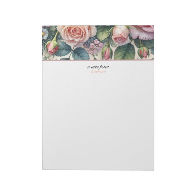Une note du bloc-notes de roses florales personnal (Tourné)