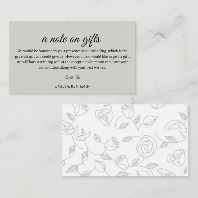 Une Note Sur La Carte Mariage De Boîtier Cadeaux (Devant / Derrière)