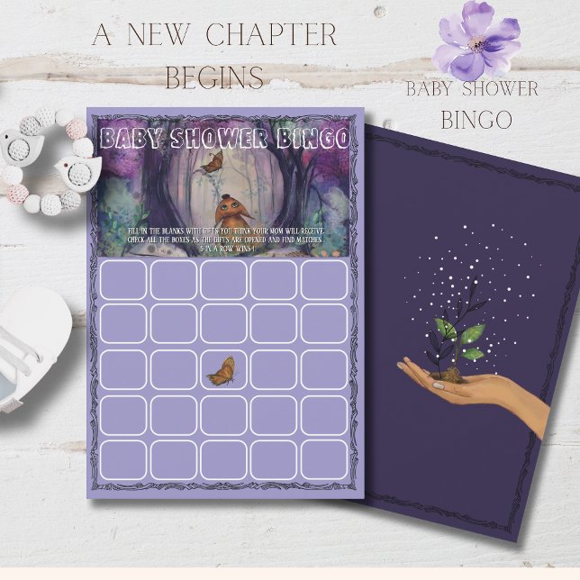Une nouvelle histoire commence Carte de jeu de Bin (A New Chapter Begins Bingo game Baby Shower Invitation)
