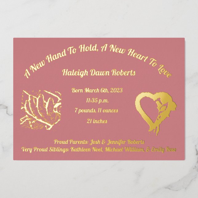 Une nouvelle main pour tenir le Faire-part de nais (Recto)