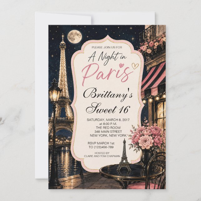 Une Nuit à Paris Invitation personnalisée pour Swe (Devant)