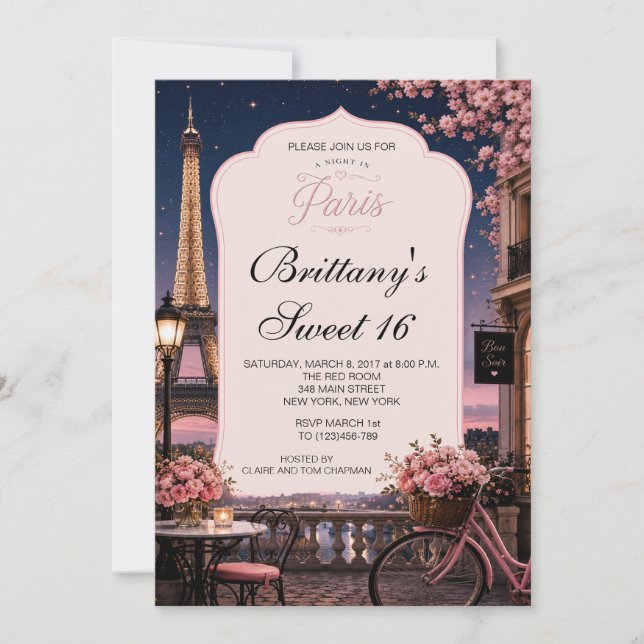 Une Nuit à Paris Invitation personnalisée pour Swe (Devant)
