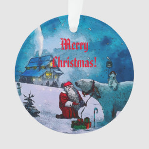 Une nuit avec Père Noël - Ornement en céramique de