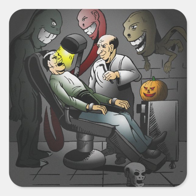 Une nuit d'Halloween chez le dentiste Autocollant (Devant)