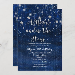 Une nuit sous les étoiles Silver & Blue Invitation